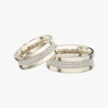 Golden Wire Diamond Matching Wedding Rings